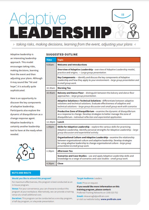 Adaptive leadership skills Australia workplace