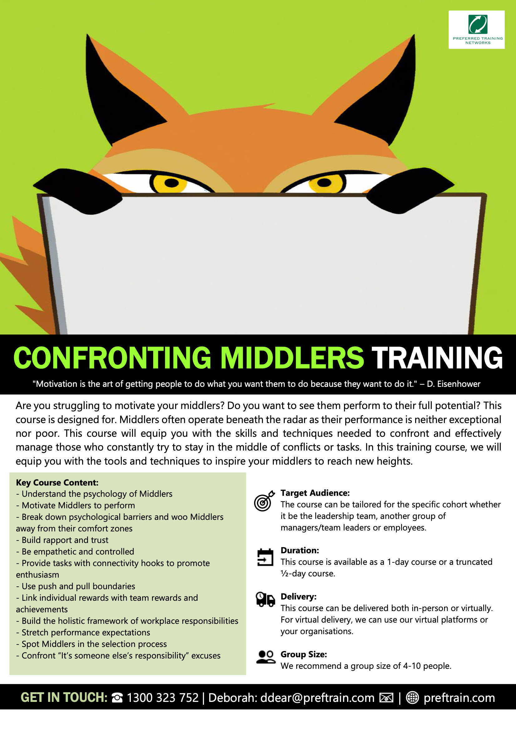 Confronting middlers training