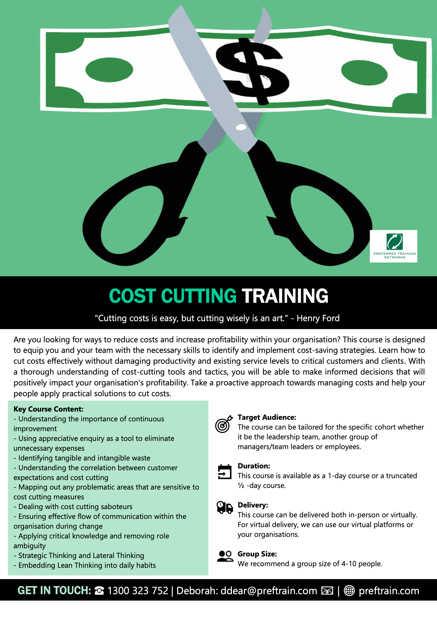 Cost cutting training