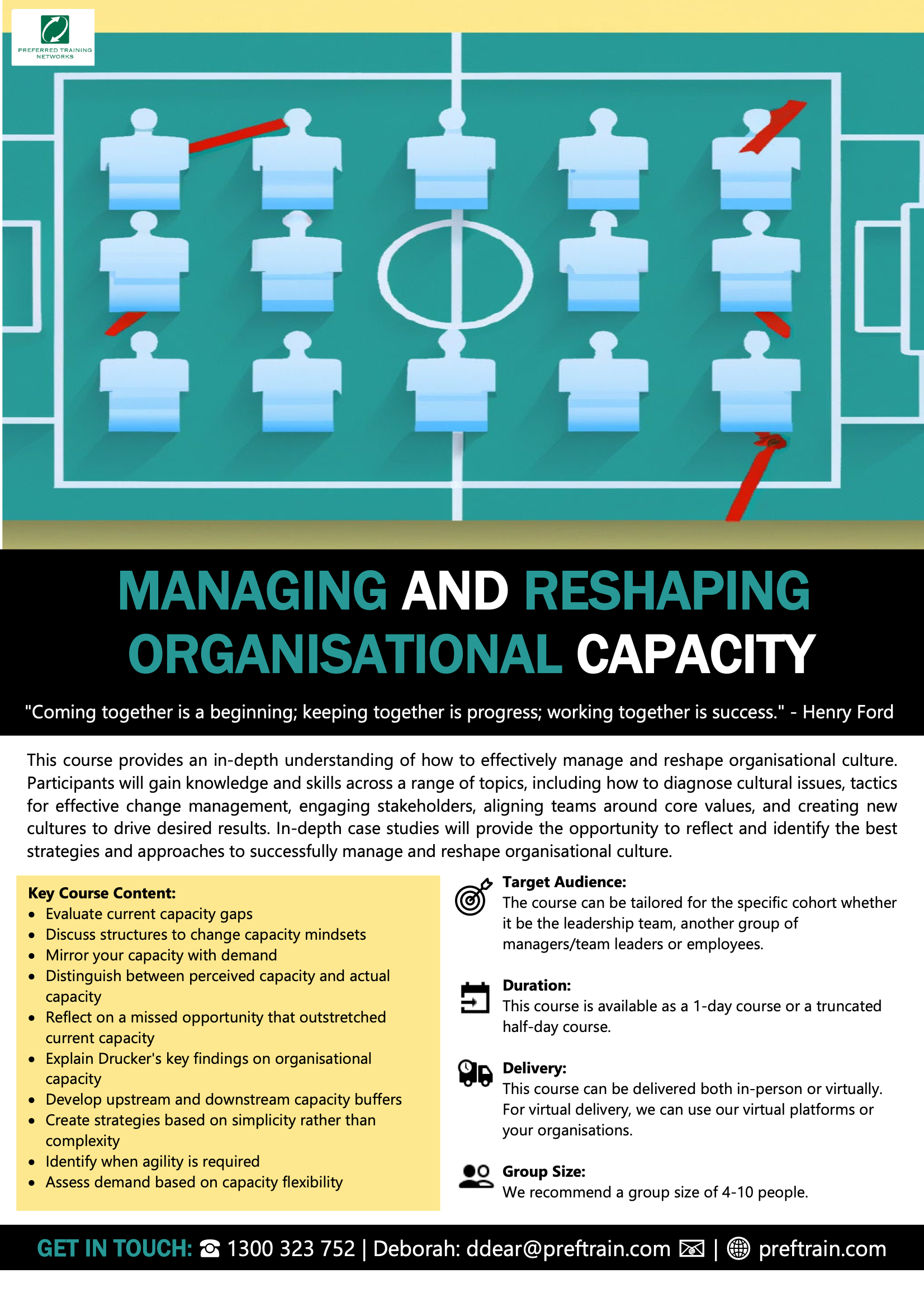 Managing and reshaping organisational capacity