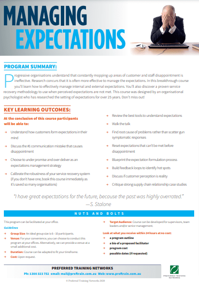 Managing expectations