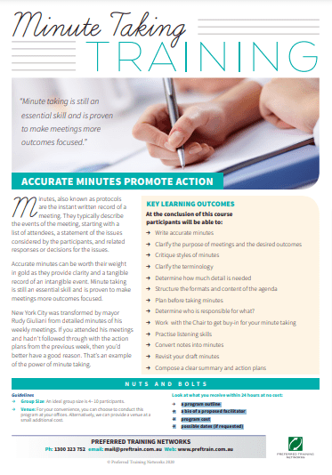 Minute taking training course