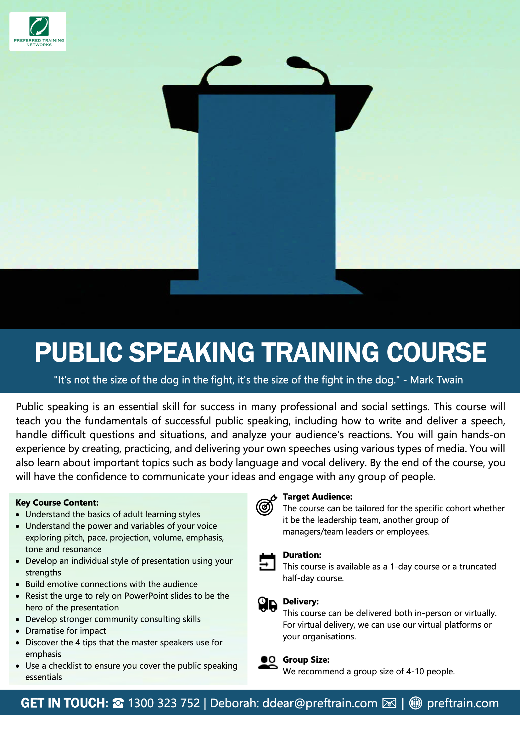 Public speaking training course