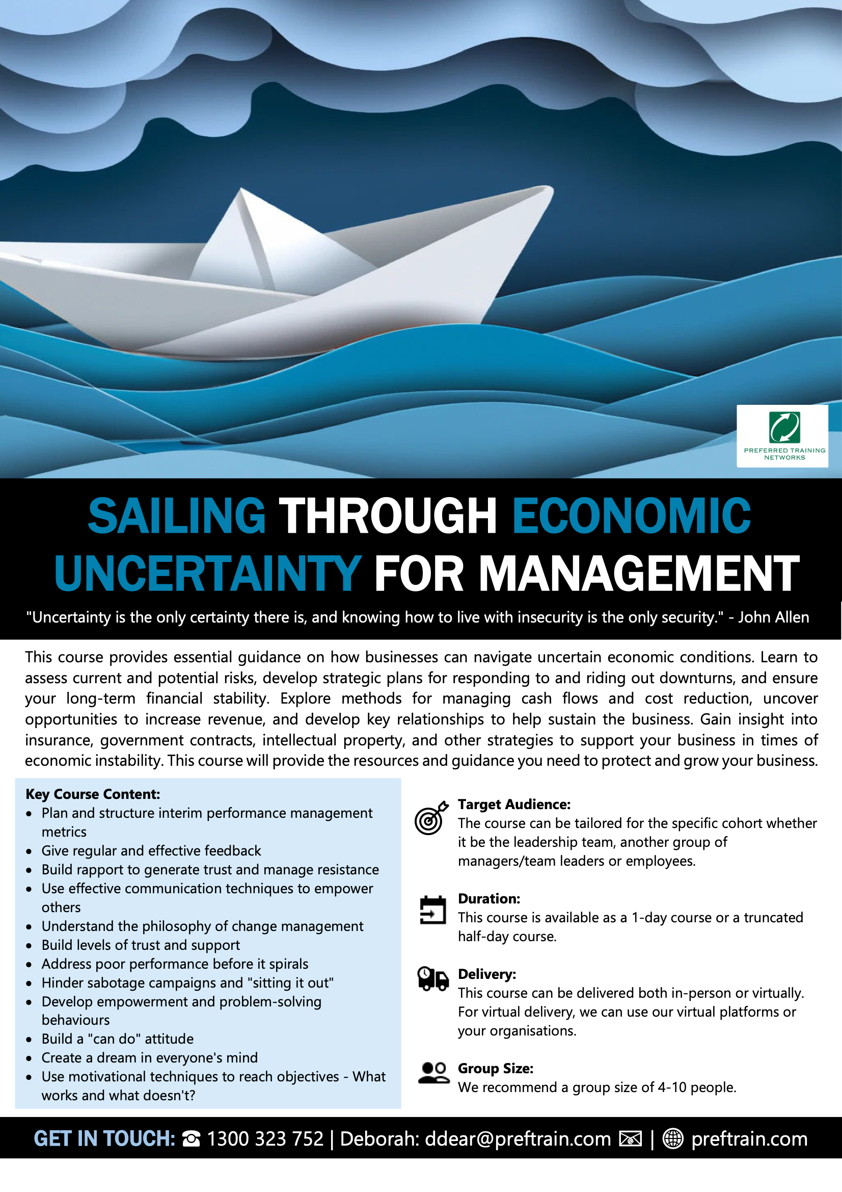 Sailing through economic uncertainty for management