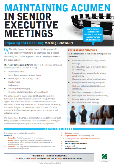 Maintaining acumen in senior executive meetings