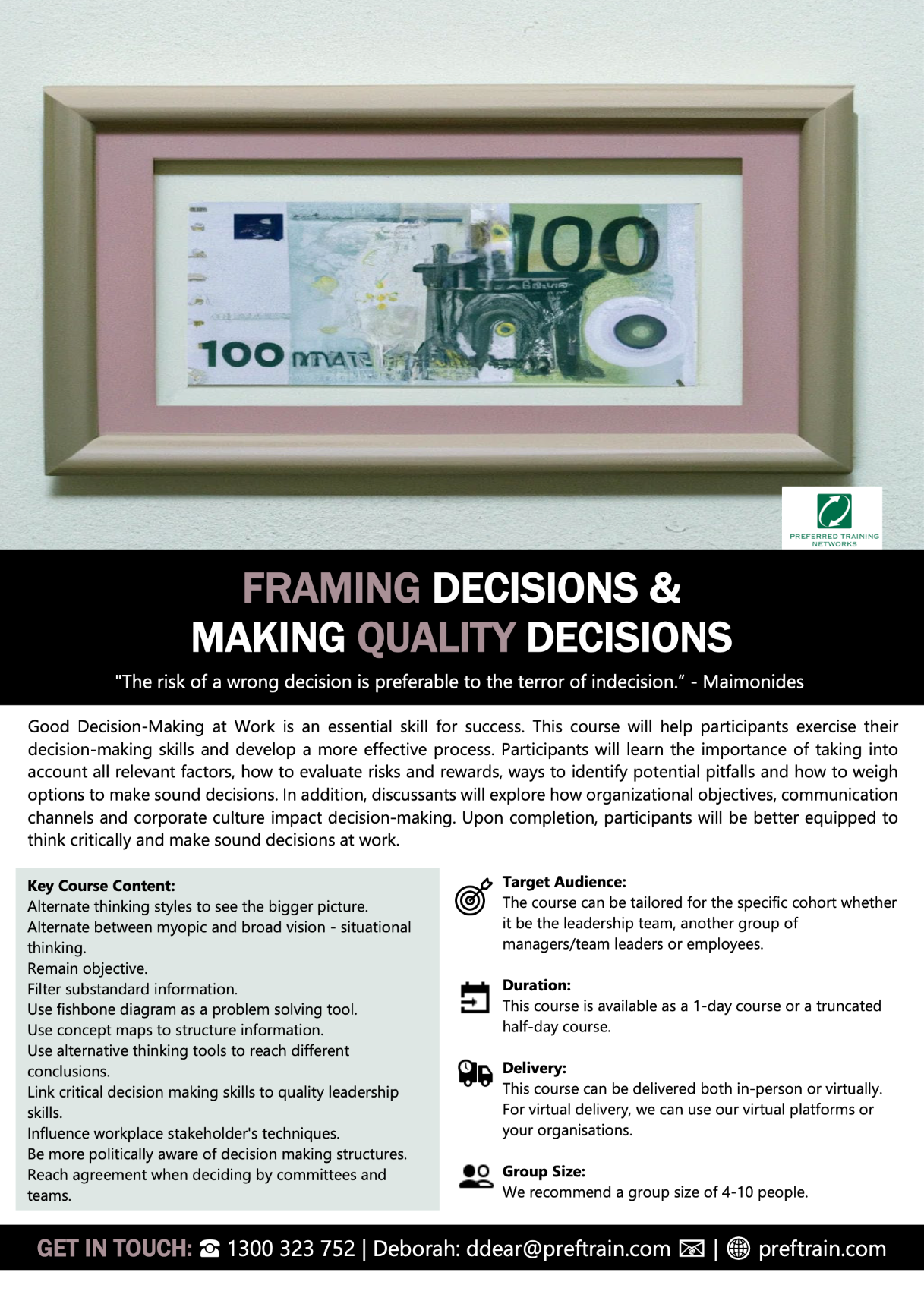 Framing decisions & making quality decisions