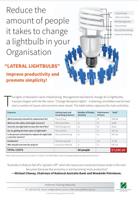 Lateral light bulbs training