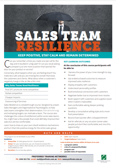 Sales team resilience training