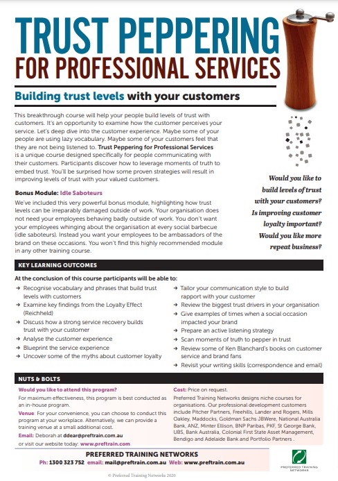 Trust peppering for professional services