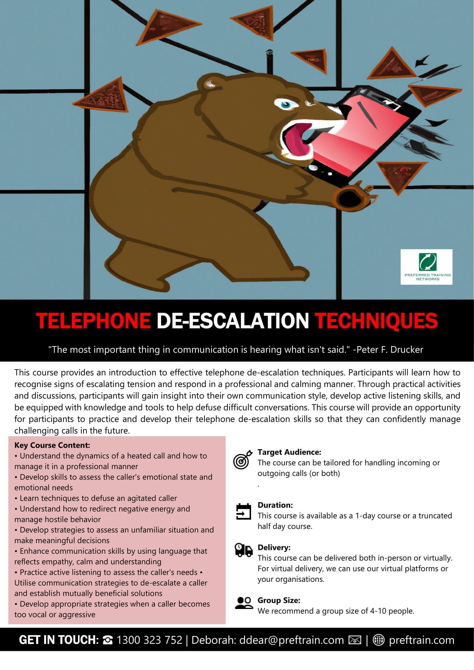 Telephone de-escalation techniques